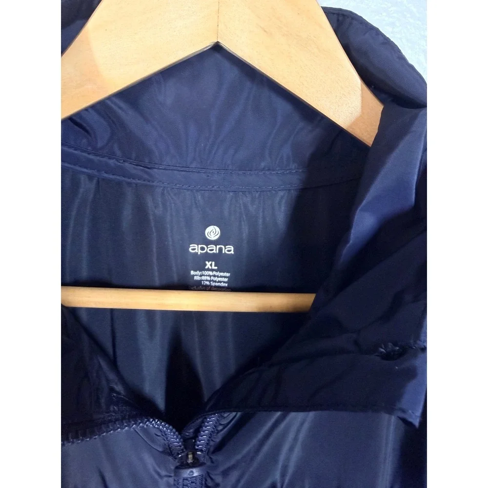Apana Windbreaker Jacket Women XL Navy Blue Cinched‎ Waist Travel Classic